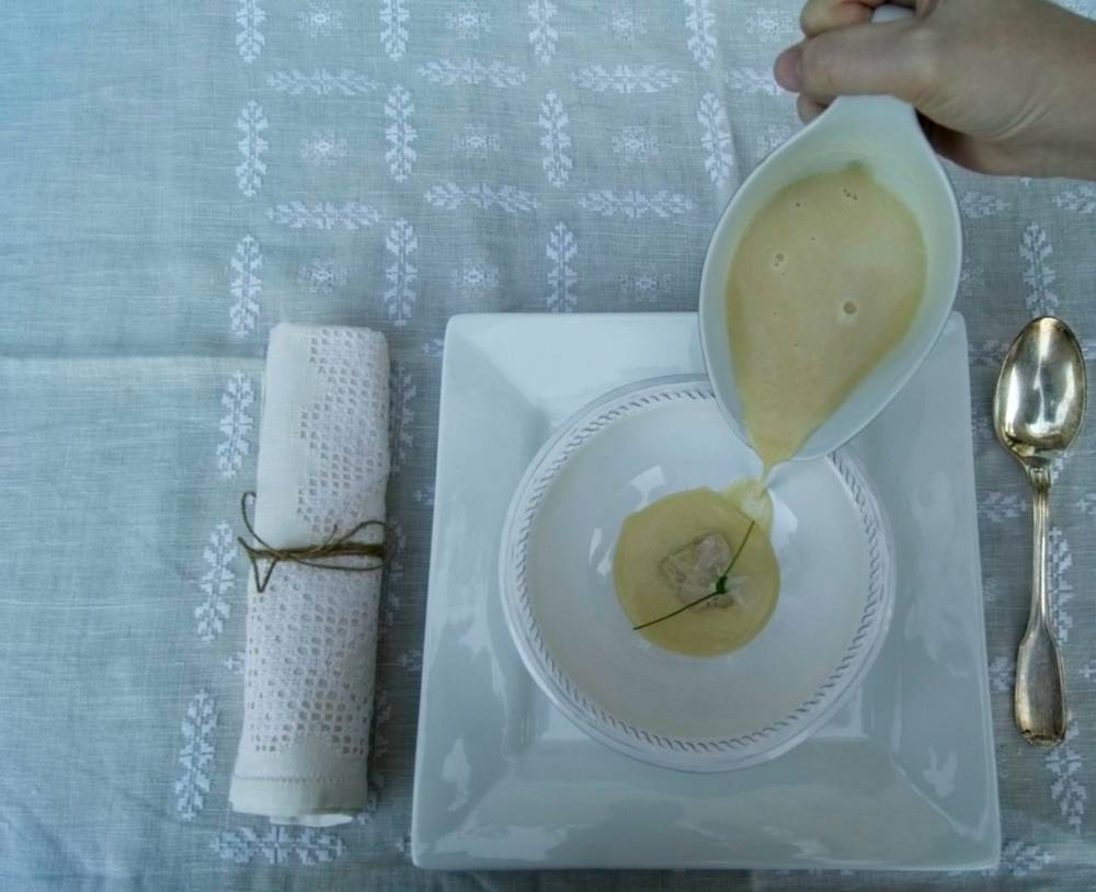 Crema de maíz con foie